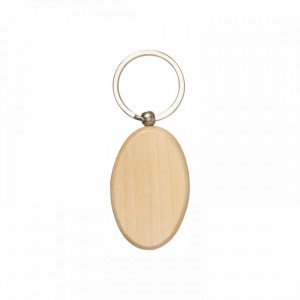 Oval wooden keychain